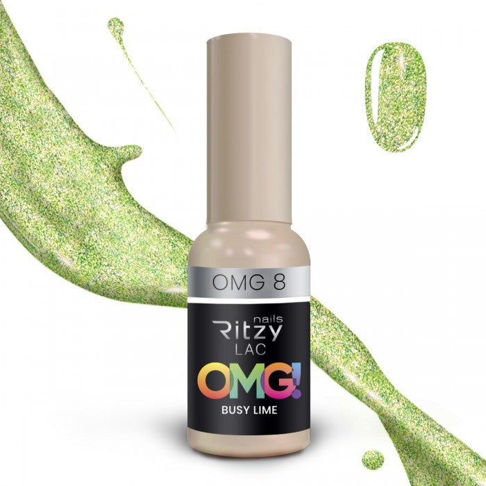 Reflektinis gelinis lakas  "Busy lime" OMG8